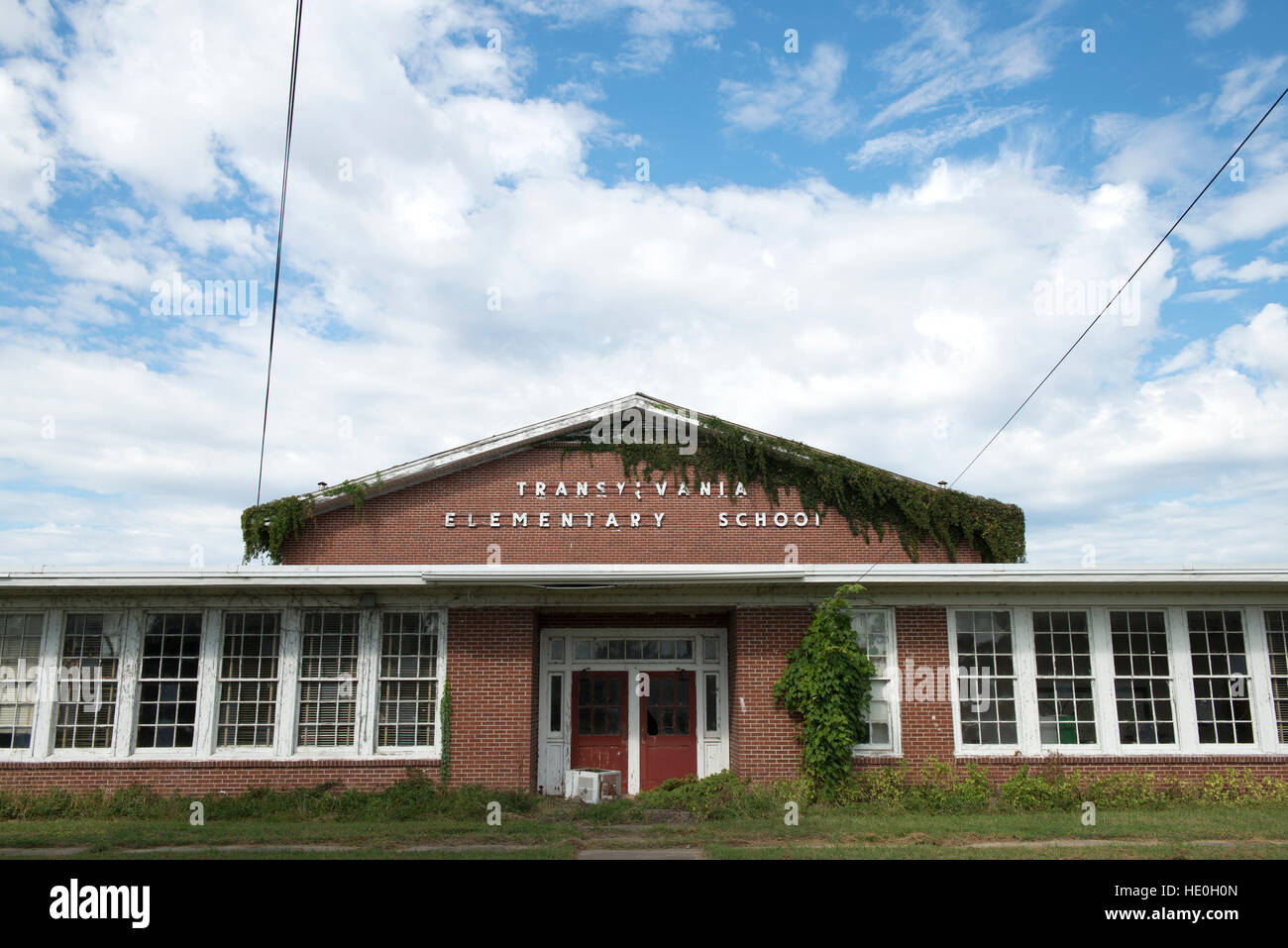 The abandoned elementary school in Transylvania, Louisiana. Stock Photo