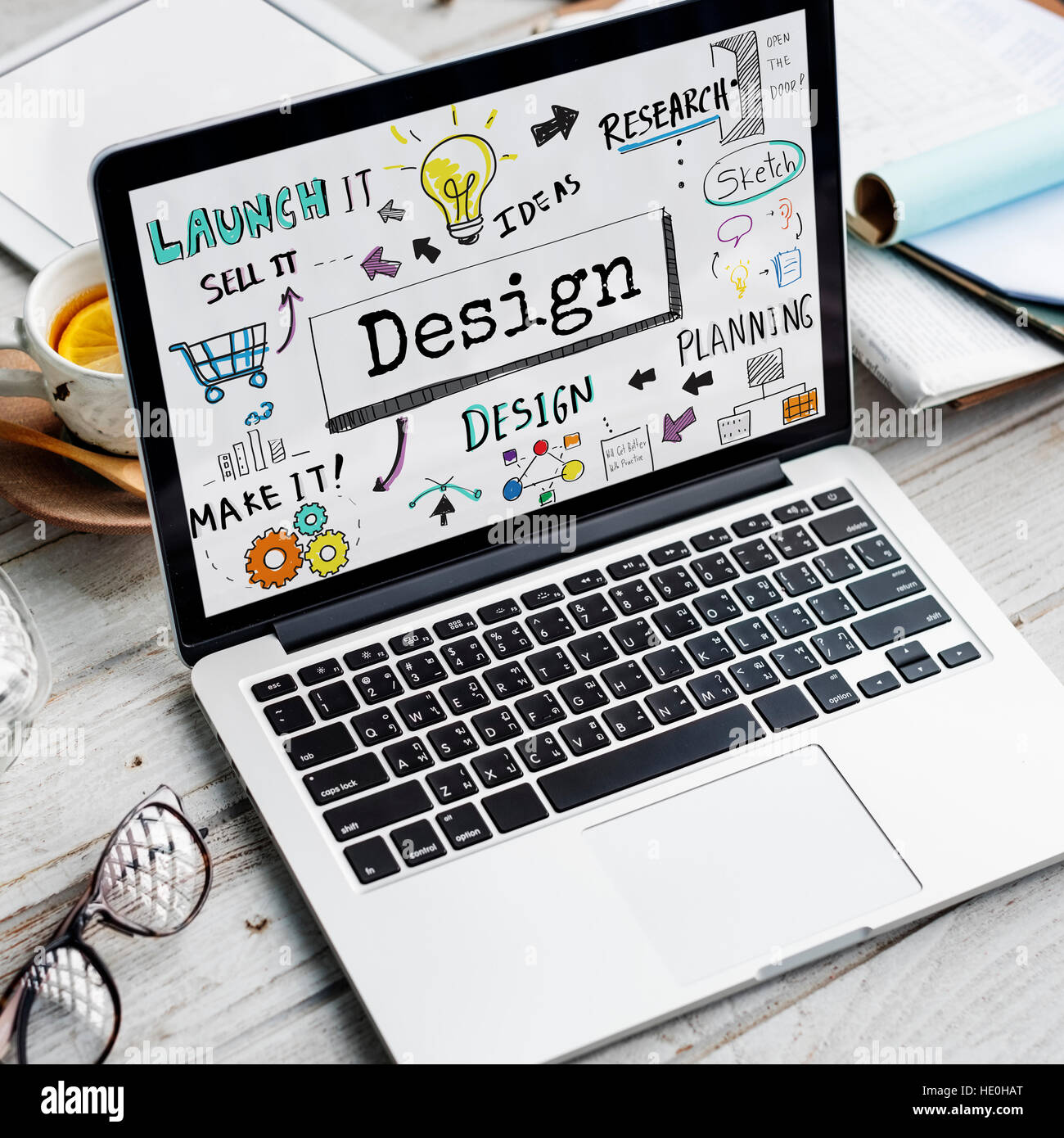 Design Creative Ideas Objective Planning Sketch Concept Stock Photo - Alamy