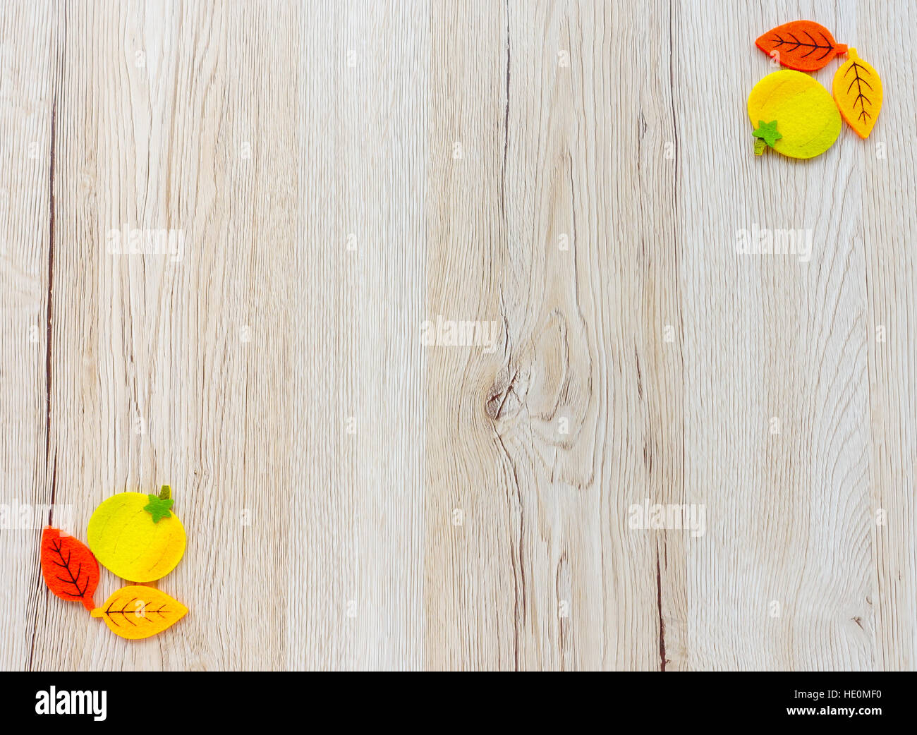 Handmade Pumpkin and Autumn Leaves Background Stock Photo - Alamy