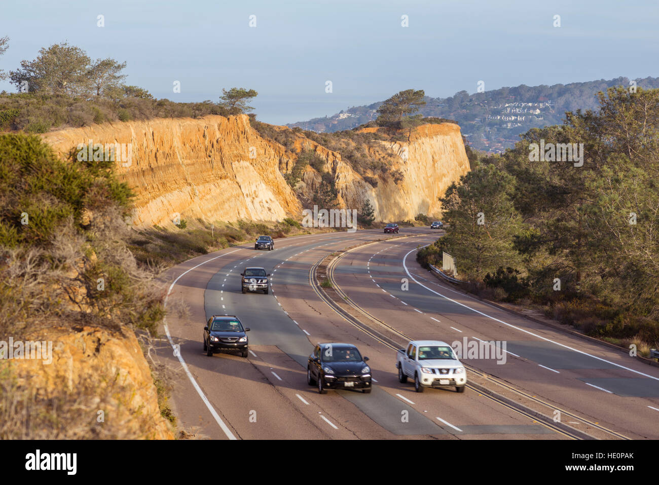 Car traffic on North Torrey Pines Road in La Jolla, San Diego, California, USA Stock Photo Alamy