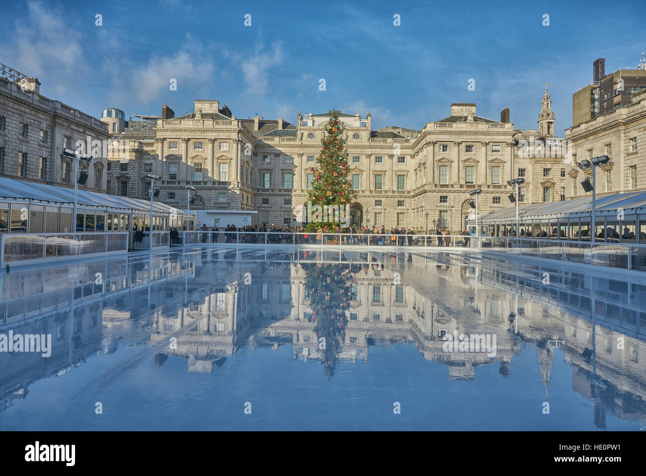 Somerset House Ice skating rink. Outdoor Ice skating rink London Stock