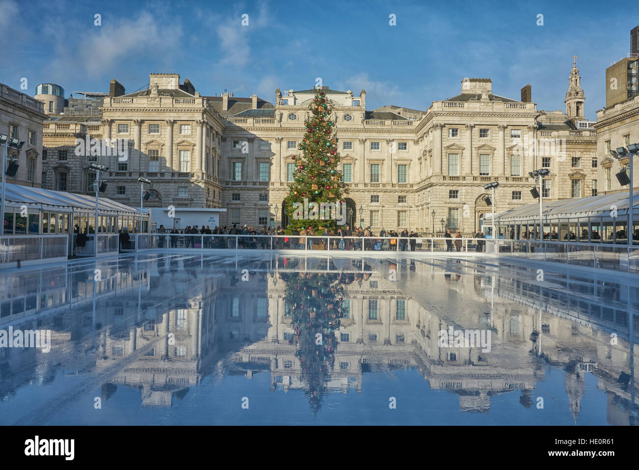 Somerset House Ice skating rink. Outdoor Ice skating rink London Stock