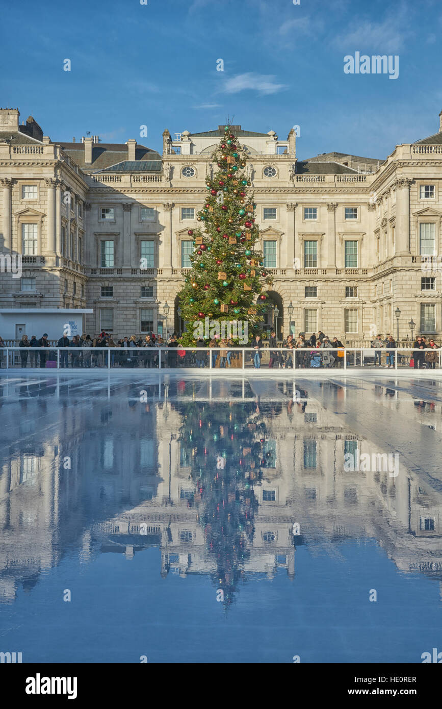 Somerset House Ice skating rink. Outdoor Ice skating rink London Stock