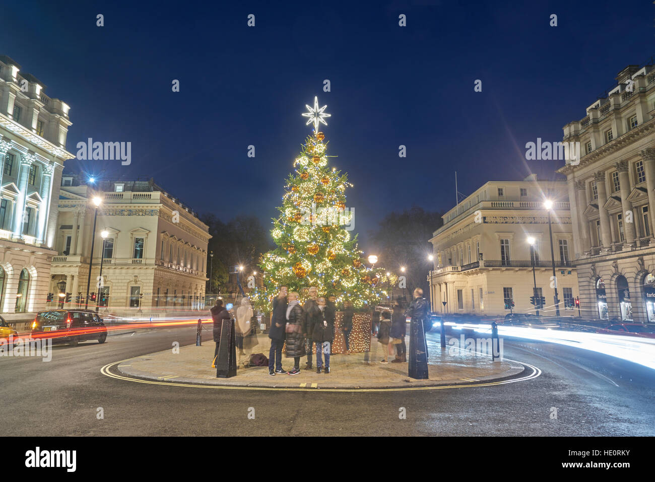 christmas decorations,  London.  Christmas tree regent Street Stock Photo