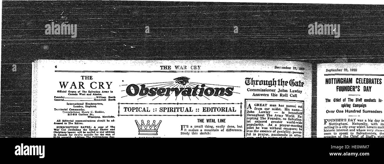 The War Cry (1922 Stock Photo Alamy