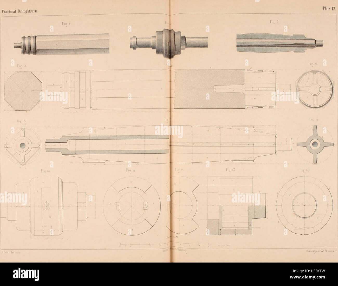 This 1854 book provides a comprehensive guide to mechanical, engineering, and architectural drawing, offering practical techniques for draughtsmen and machinists. Stock Photo