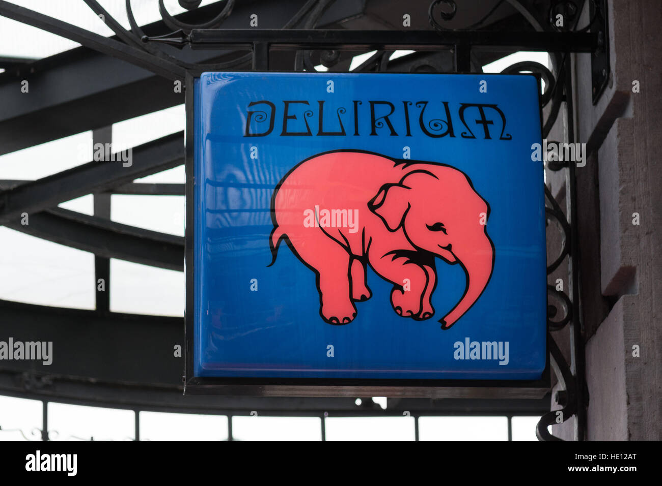 Delirium beer sign - Brussels, Belgium, Europe Stock Photo
