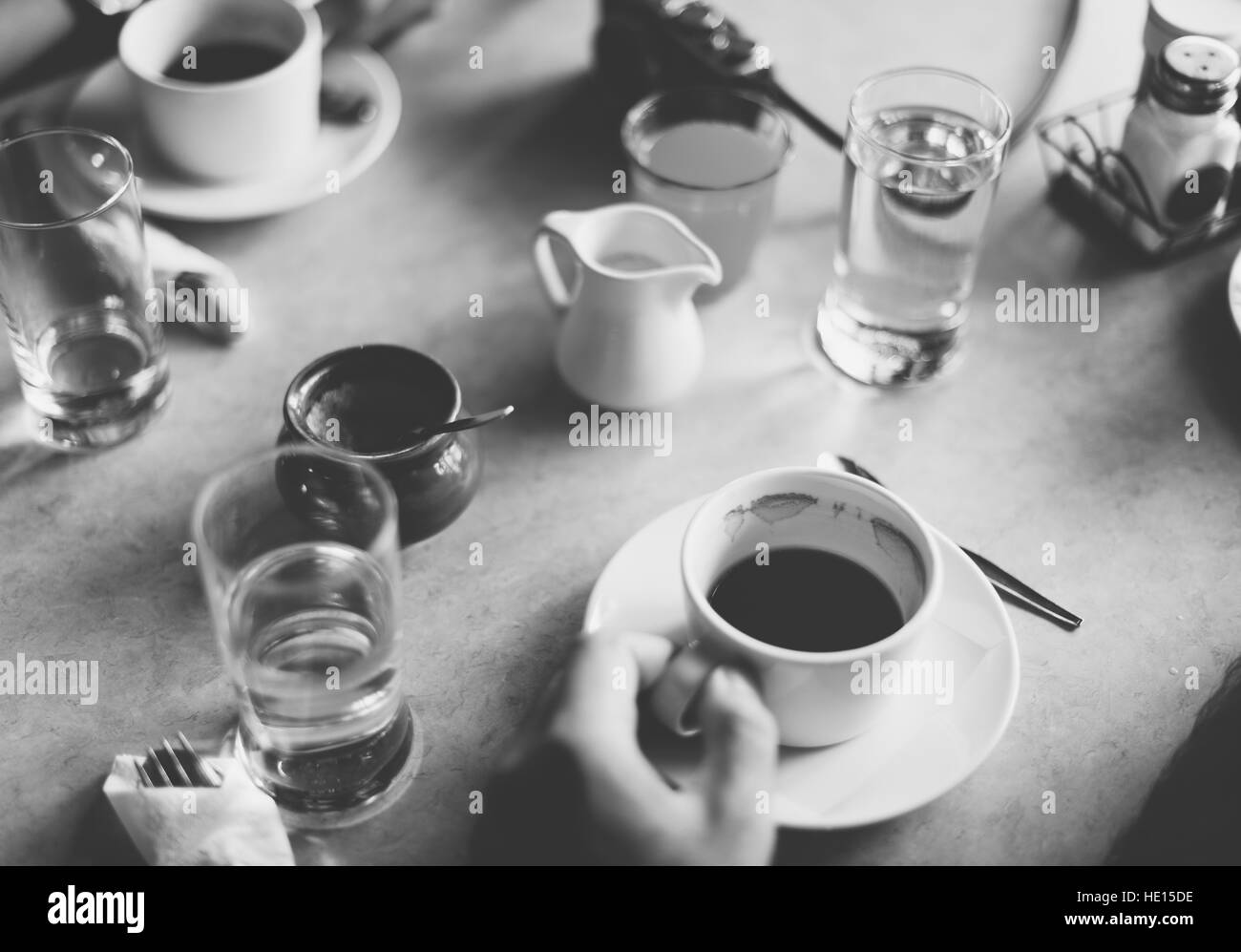 Group Of People Drinking Coffee Concept Stock Photo - Alamy