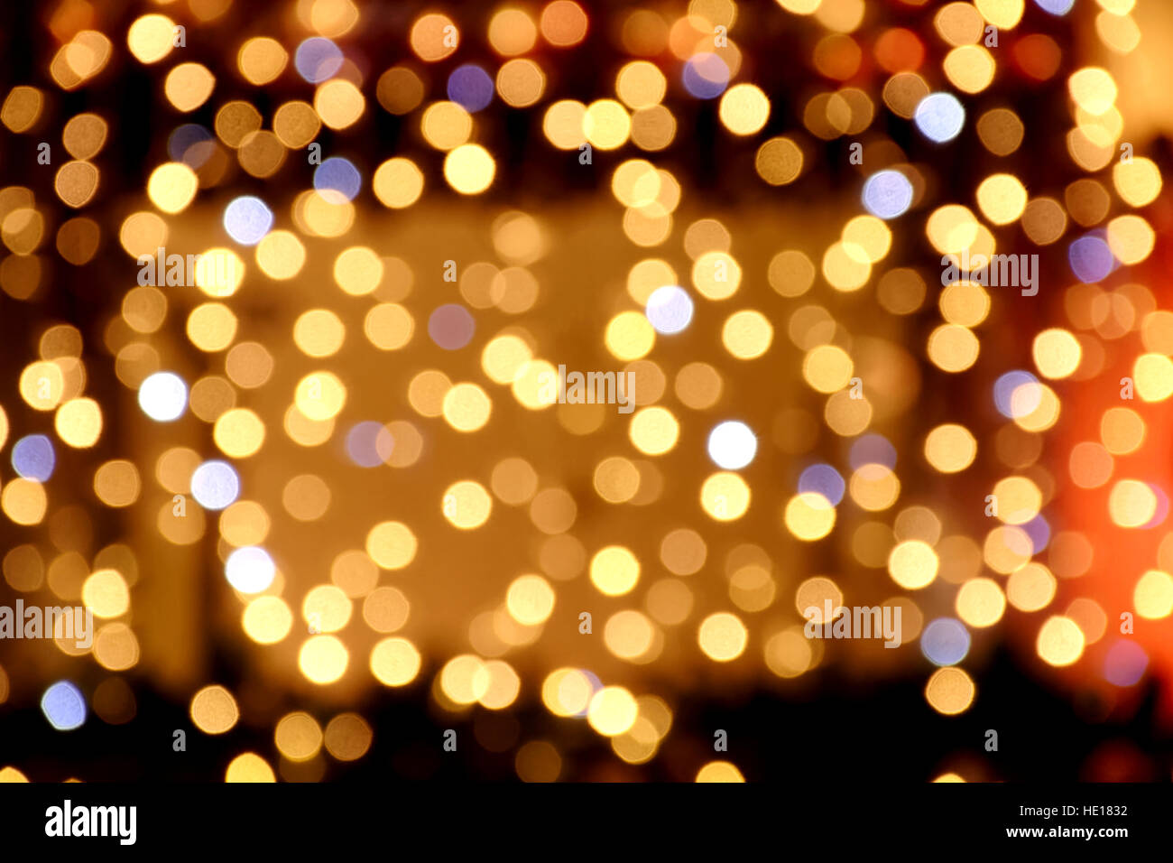 night lights of various colors photographed out of focus Stock Photo