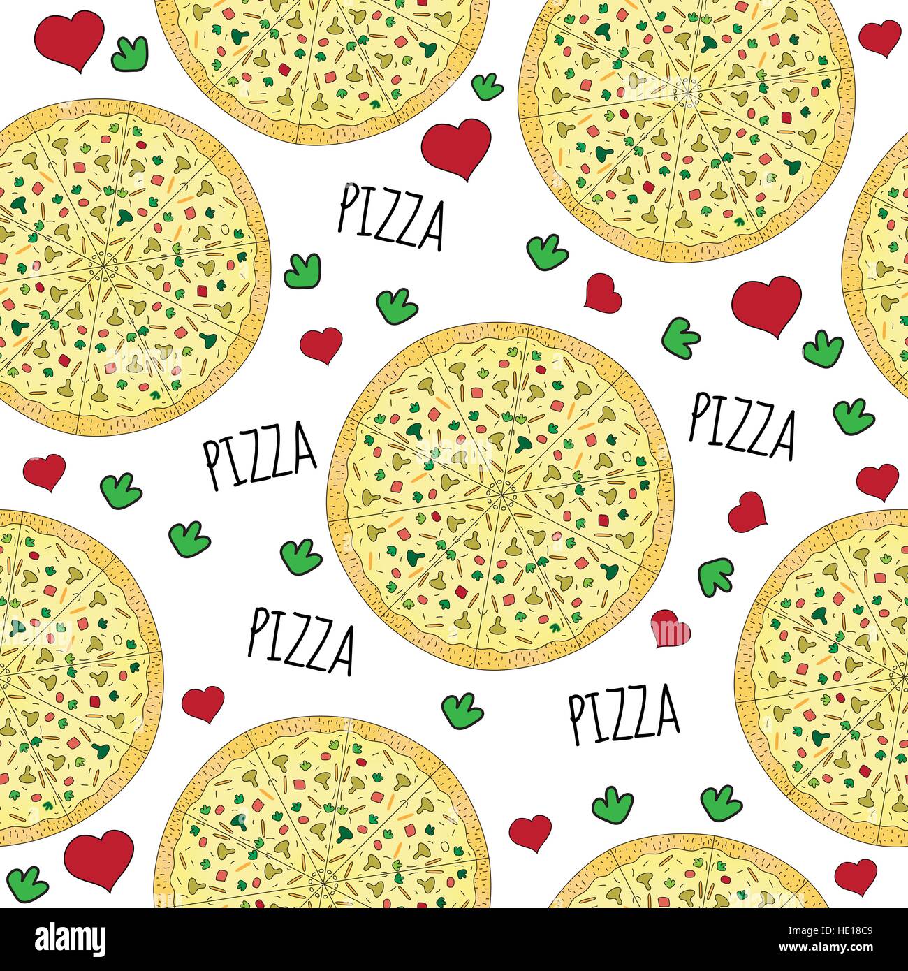 pizza seamless texture. seamless background. Vector illustration. Stock Vector