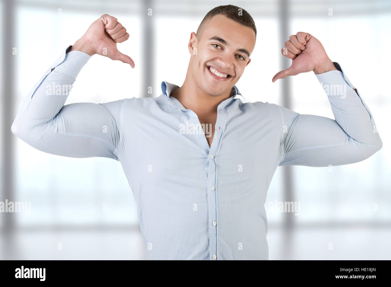 Happy man pointing at himself, isolated in white Stock Photo Alamy