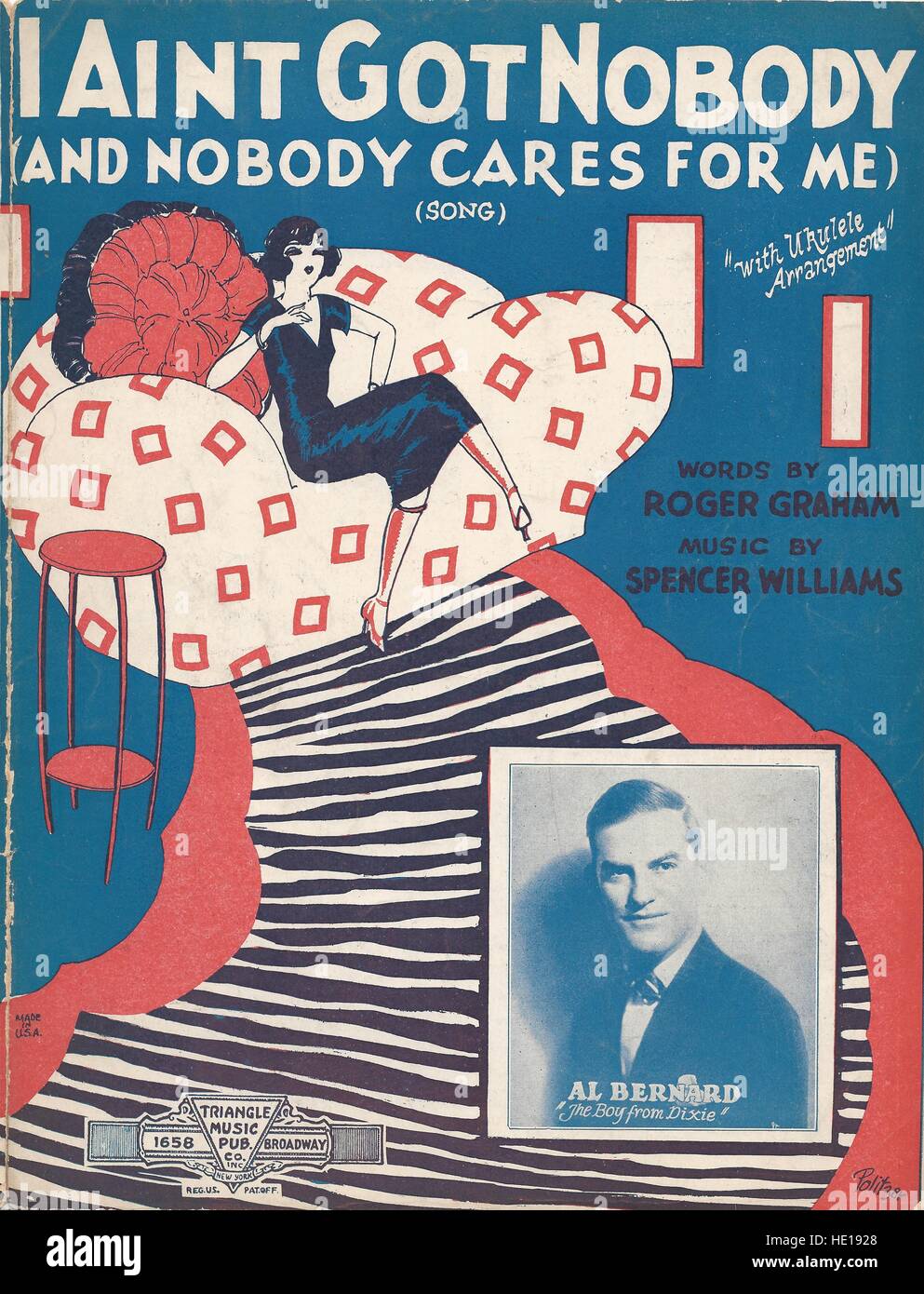 'I Ain't Got Nobody (And Nobody Cares for Me)' 1925 Sheet Music Cover Stock Photo