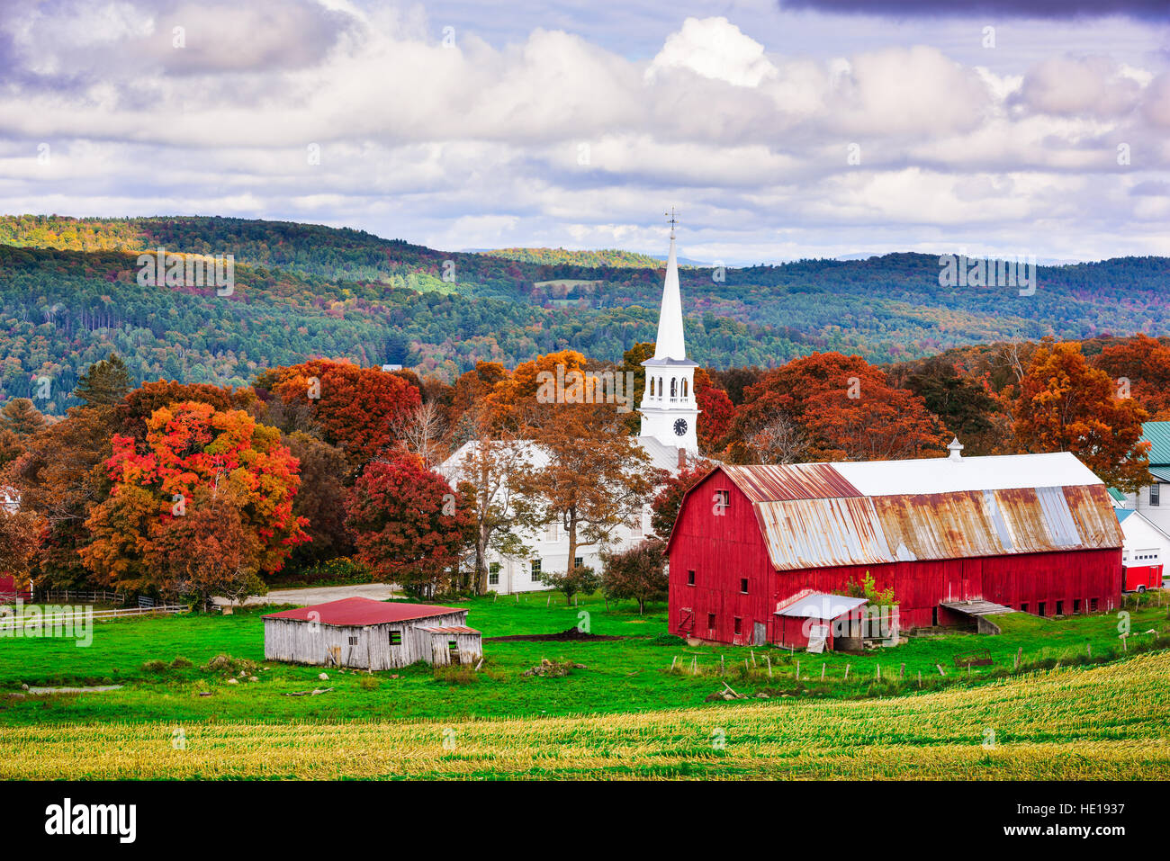 Peacham, Vermont, USA rural autumn scene. Stock Photo