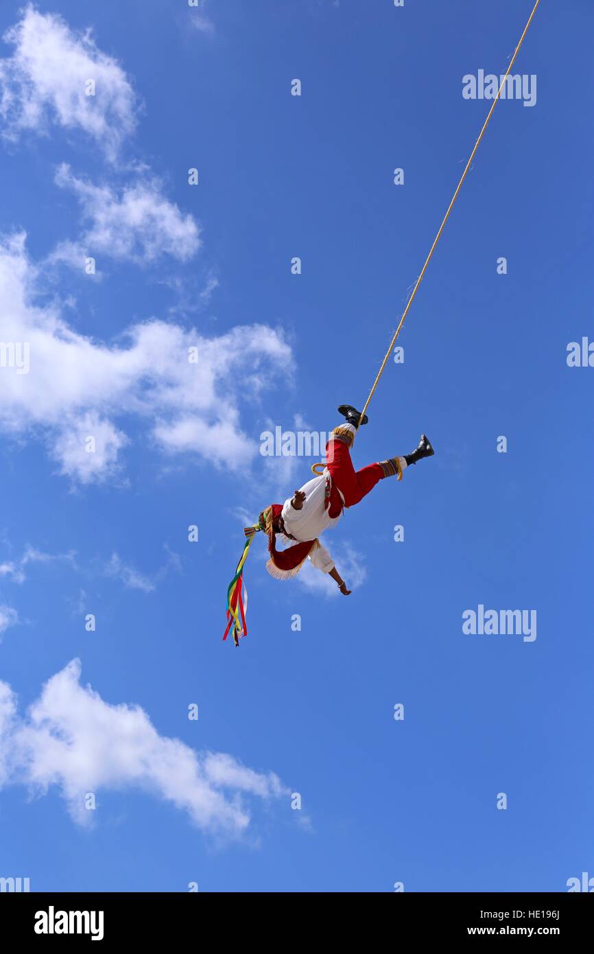 Voladores, the Bungee jumpers from Mexico Stock Photo