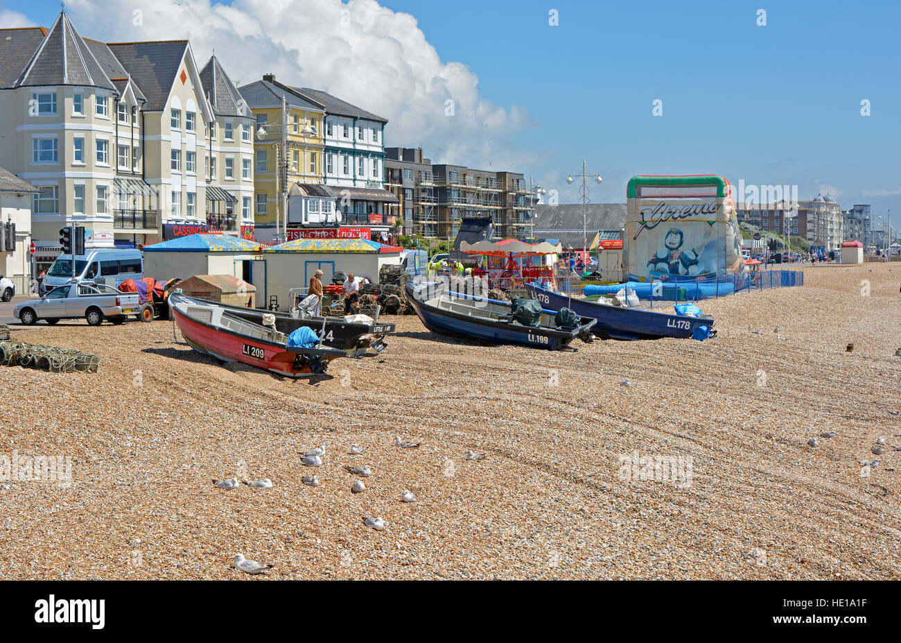 Seafront and shingle beach at Bognor Regis in West Sussex, England Stock Photo