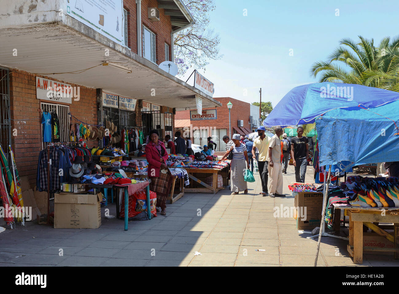 BOTSWANA, FRANCISTOWN, OCTOBER 28: Peoples on street market in the