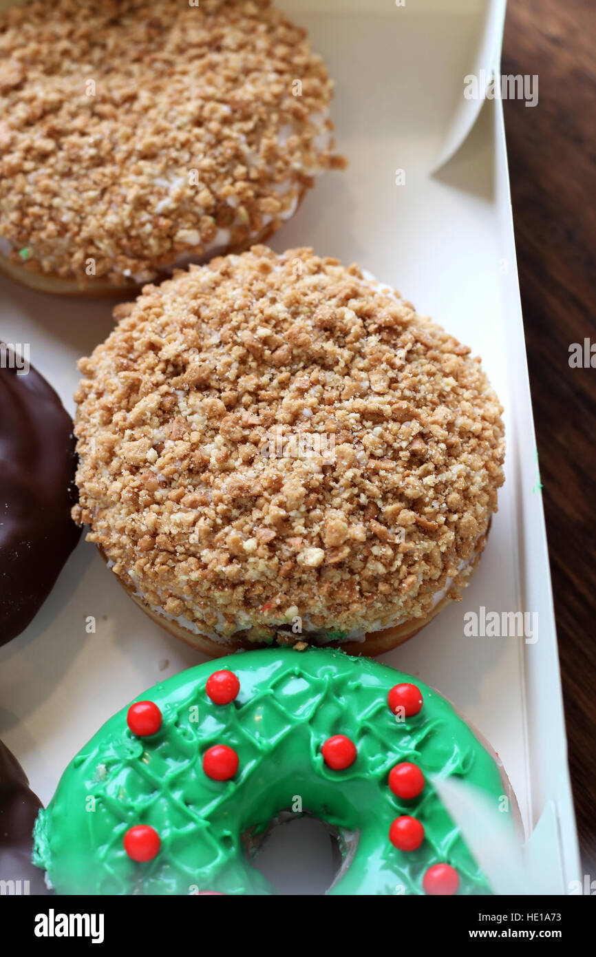 Selection of Krispy Kreme donuts in a box Stock Photo Alamy