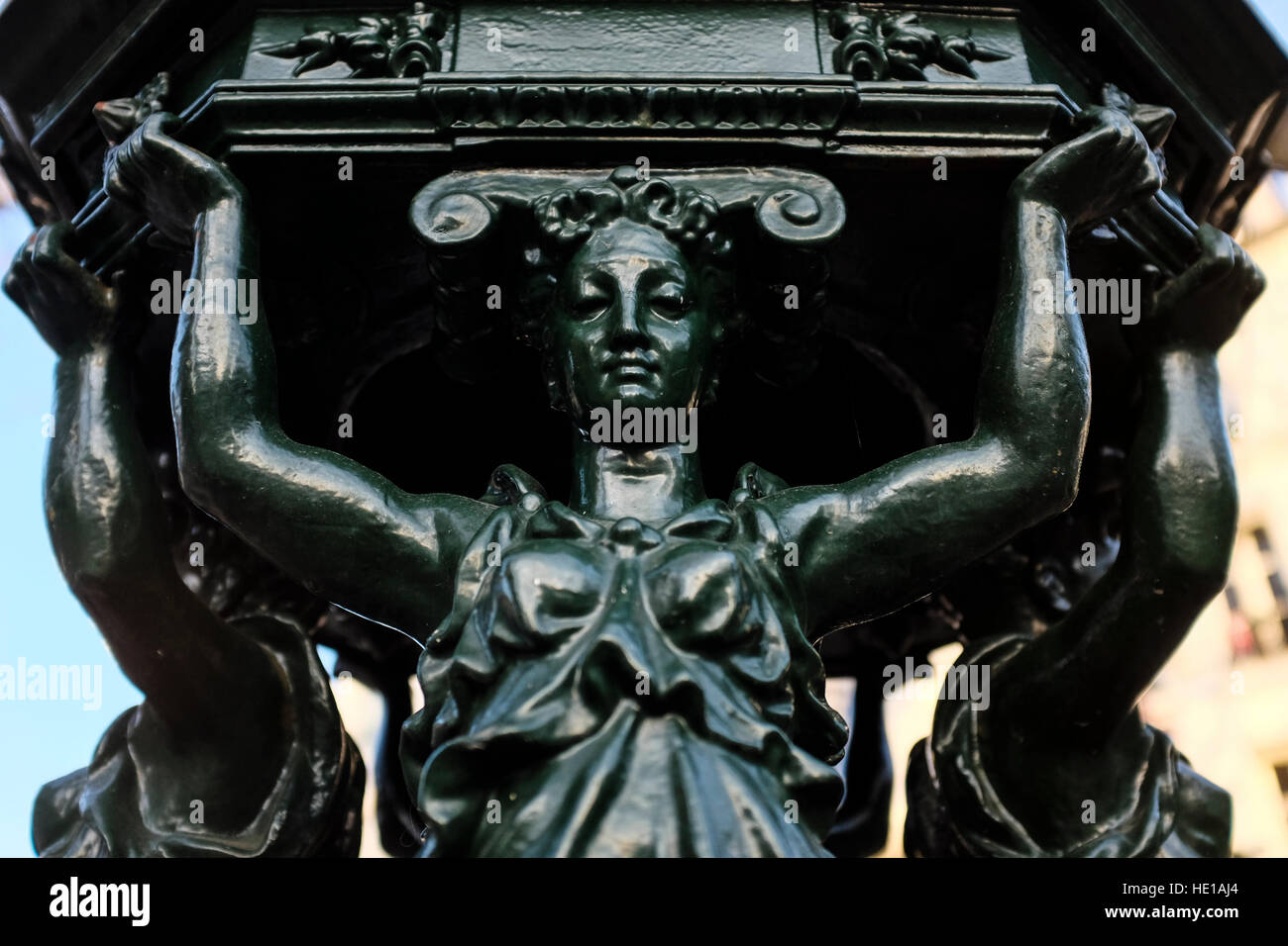 Wallace Fountain, Paris Stock Photo Alamy