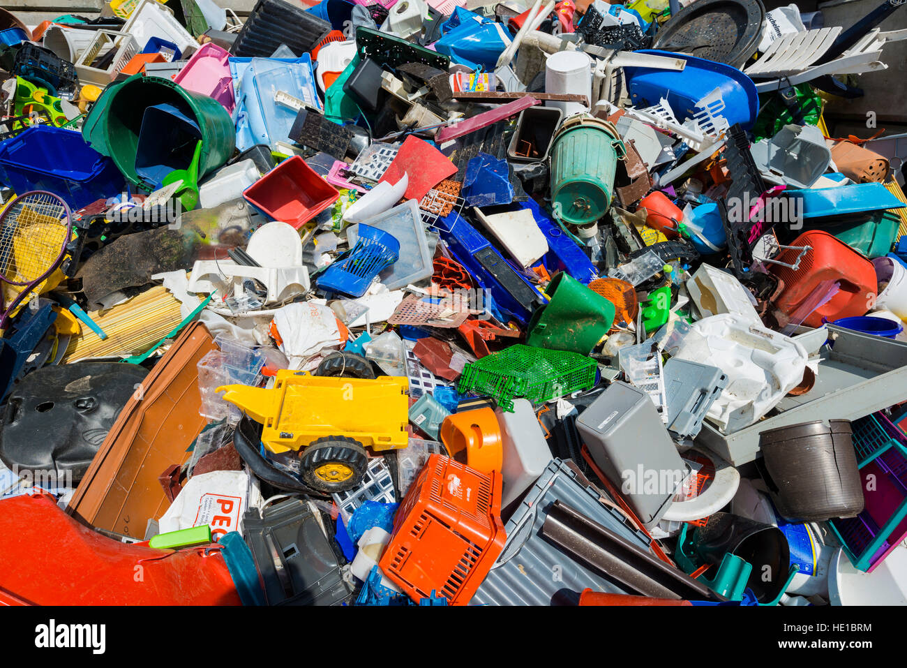 Colourful rubbish, plastic waste sorted for recycling Stock Photo