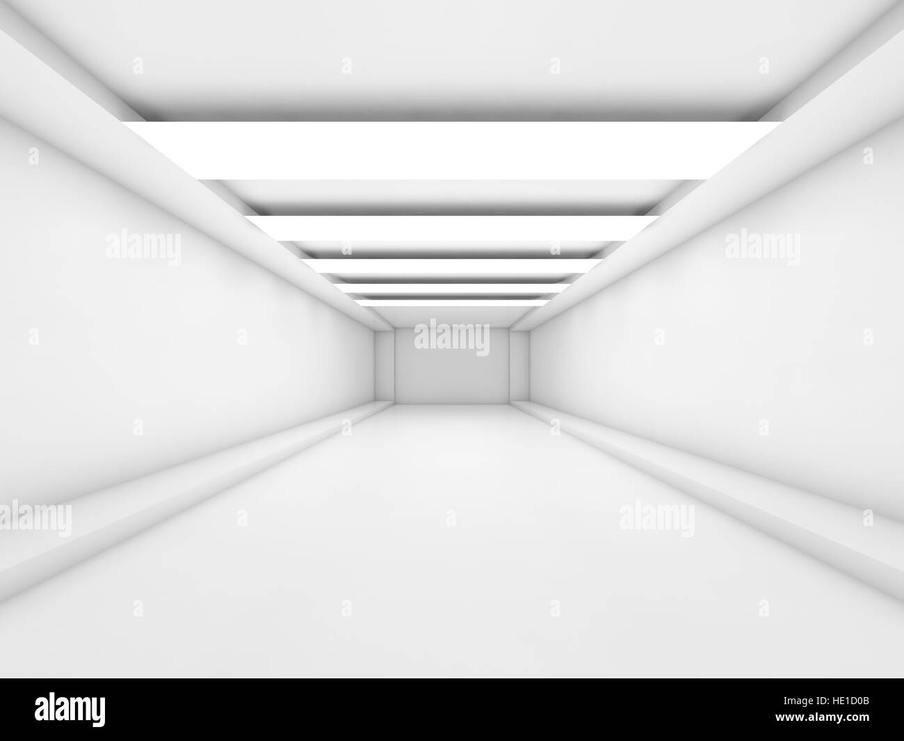 Abstract Empty White Tunnel Background With Stripes Of Decorative