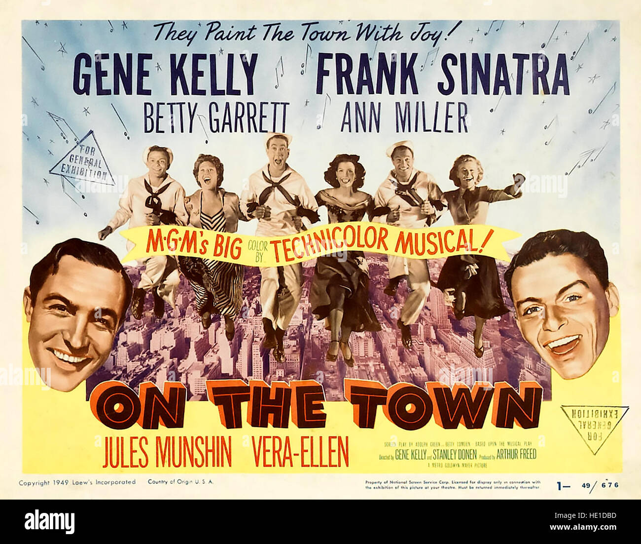 ON THE TOWN 1949 MGM film musical with Gene Kelly, Frank Sinatra and Ann Miller Stock Photo