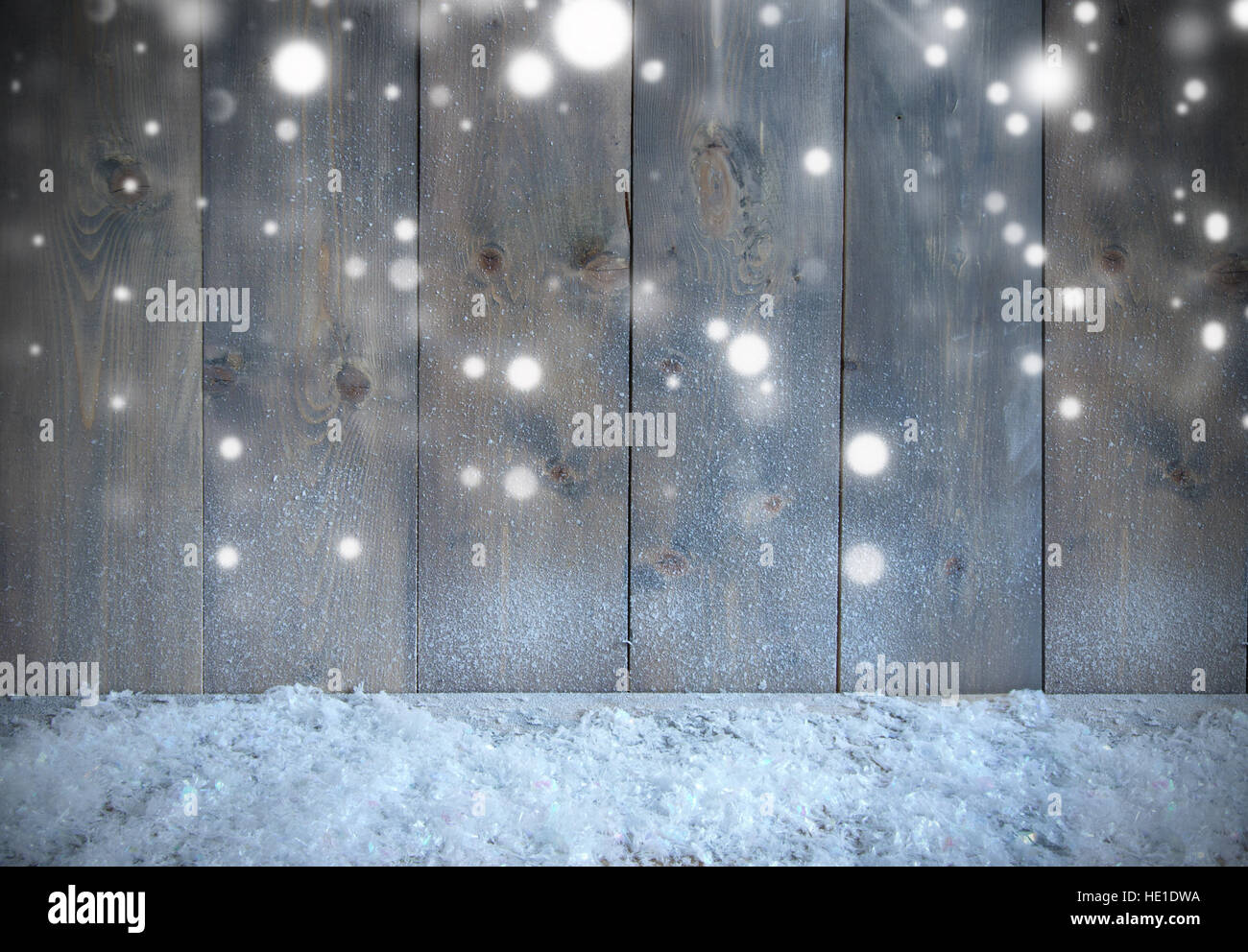 Christmas background with bokeh lights and snow Stock Photo - Alamy