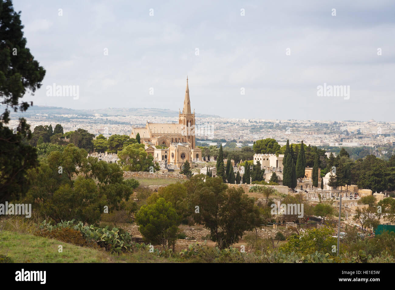 Panoramic view of Malta and Addolorata Cemetery Stock Photo Alamy