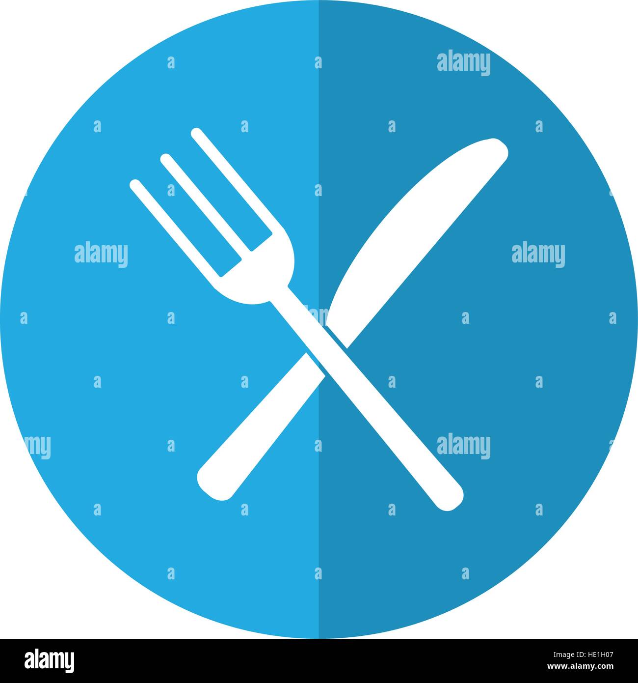 utensils kitchen fork and knife shadow Stock Vector