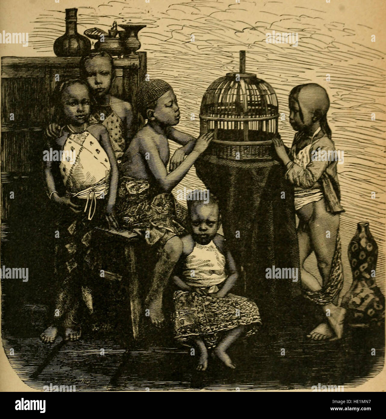'The Merchant Vessel' is a 1884 work depicting a sailor boy's adventures as he sails across the world, showcasing maritime life and global exploration during the late 19th century. Stock Photo