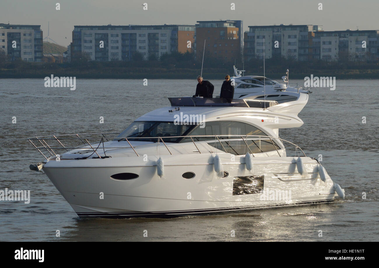 Princess 49 Luxury yacht heading to London Boat Show 2017 Stock Photo