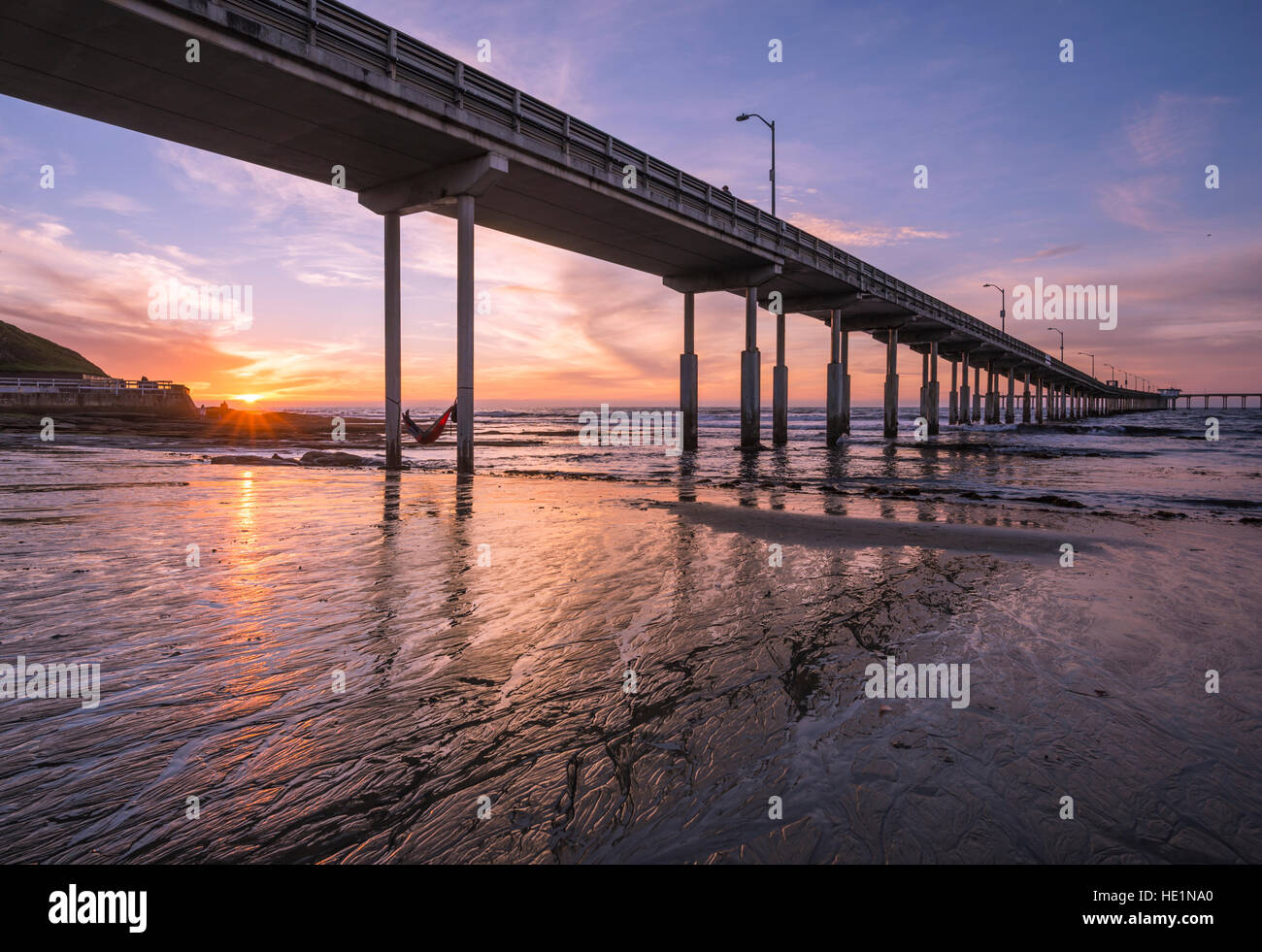 Ocean Beach Pier at sunset. San Diego, California, USA. Stock Photo