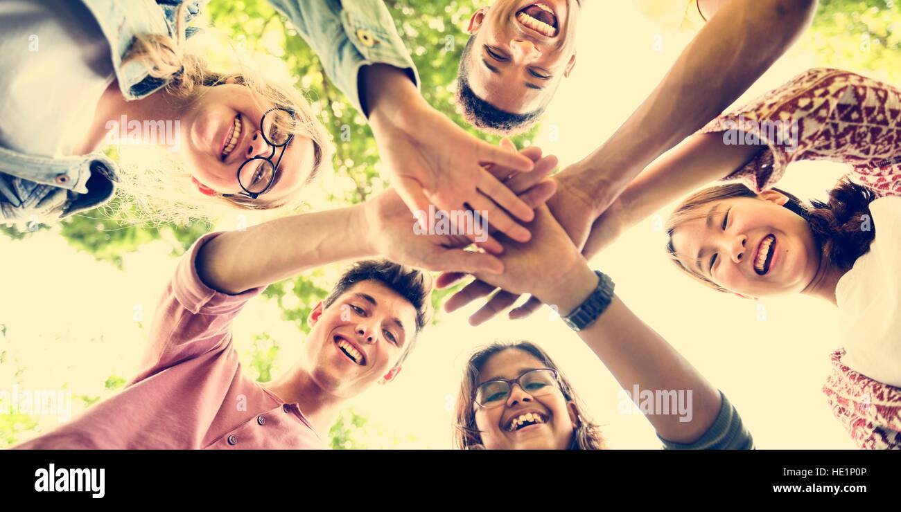 Diverse Teens Hands Together Concept Stock Photo - Alamy