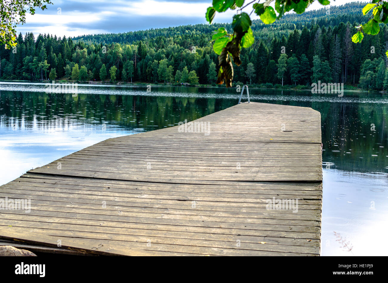 Jetty on Sognsvann Lake in Oslo Norway Stock Photo