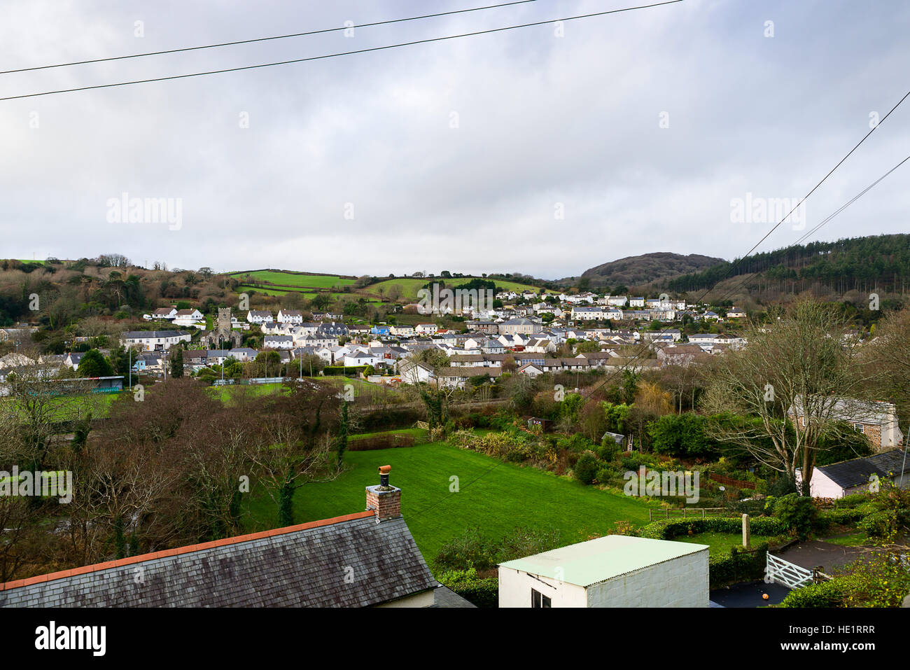 Various high up views of St Blazey in Par, Cornwall, UK. St Blazey is a