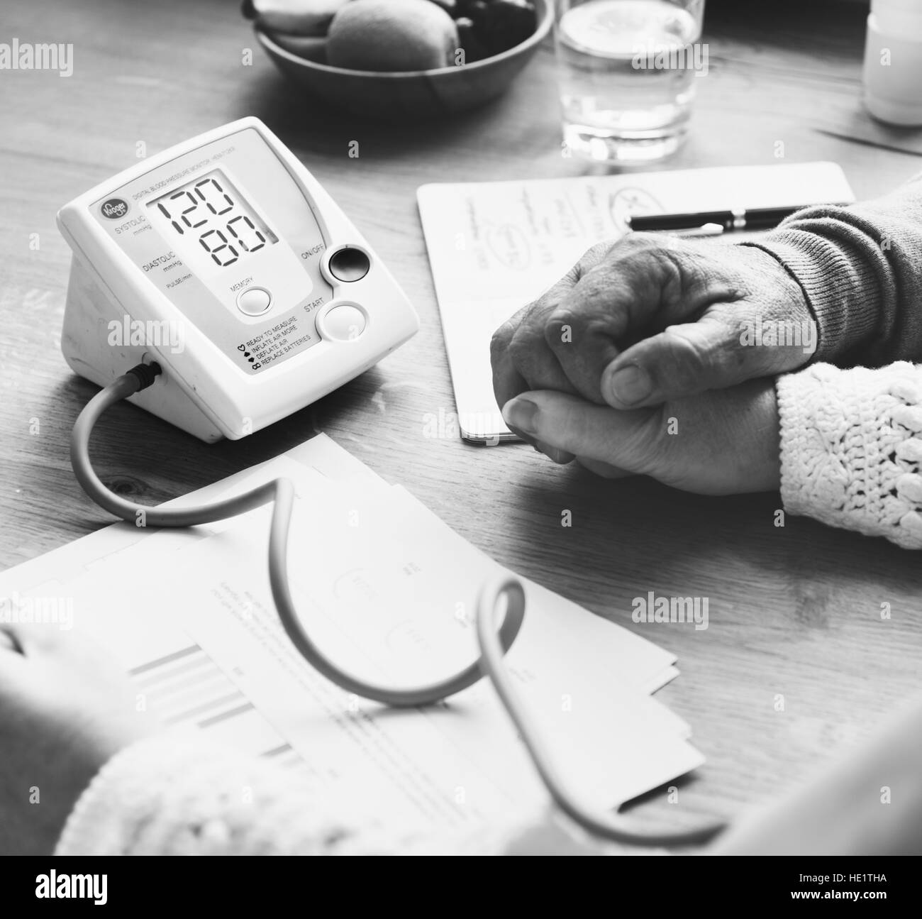 Senior Adult Measure Blood Pressure Healthcare Concept Stock Photo