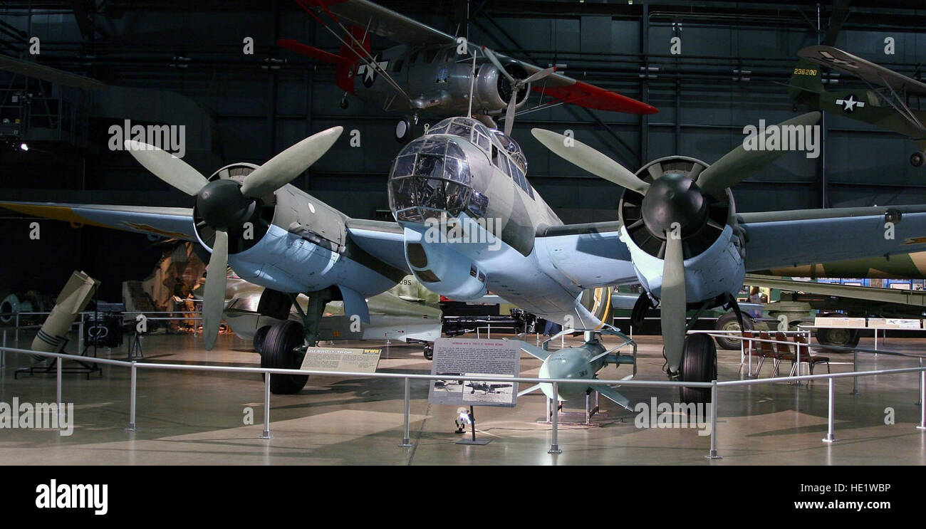 Junkers Ju 88D, which served in the German Luftwaffe in numerous variants, from bomber to night-fighter, during WWII, is on display in the Air Power Gallery at the National Museum of the United States Air Force in Dayton, Ohio. A defecting Romanian pilot flew his Ju 88 to Cyprus and in the hands of the British in 1943. The Royal Air Force then turned the aircraft over to the U.S. Army Air Corps, who painted the U.S. Air Force star on the fuselage and wings to spare it from Allied attacks as it made its way across the globe to Wright Field. Photo courtesy of National Museum of the United States Stock Photo