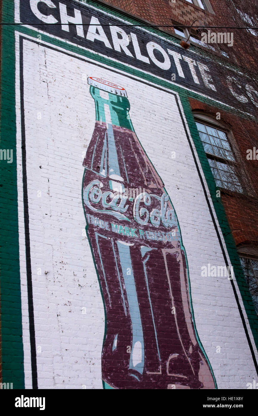 Coca Cola sign in Charlotte, NC. Stock Photo