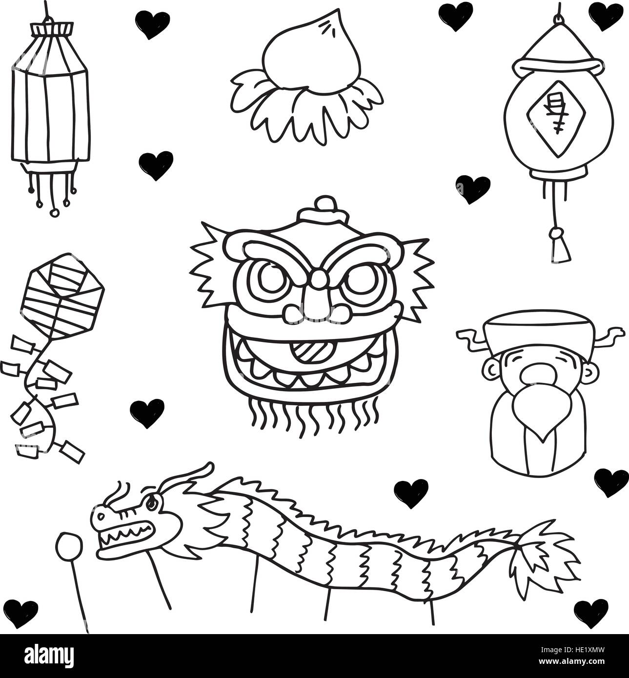 Doodle of Chinese New Year vector Stock Vector Image & Art - Alamy