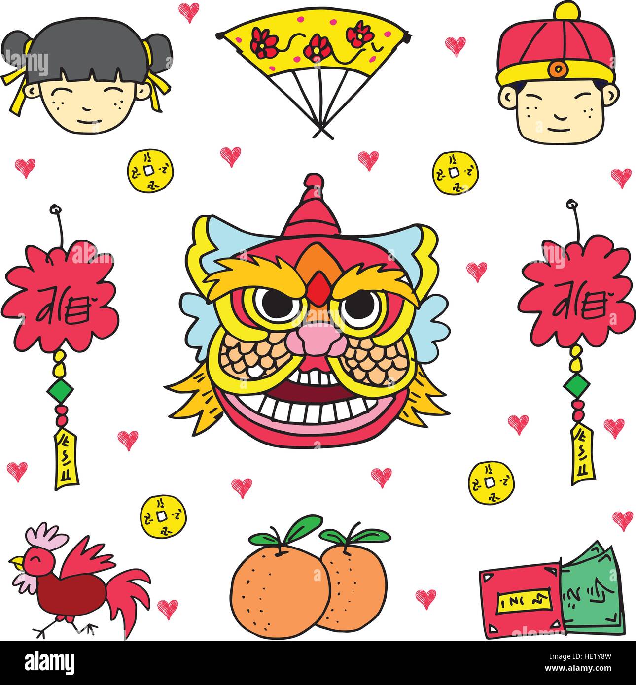 Doodle of element Chinese celebration Stock Vector Image & Art - Alamy