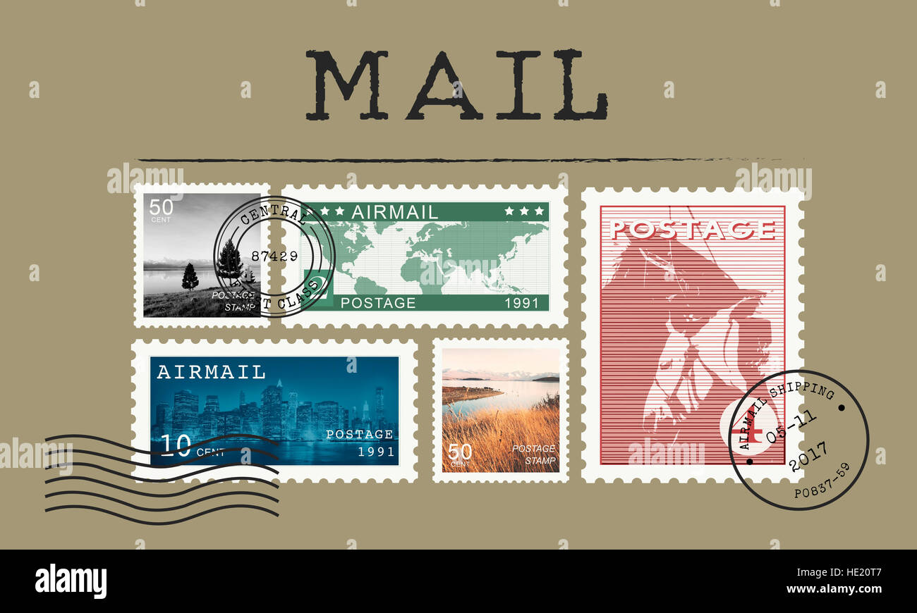 Airmail Mail Postcard Letter Stamp Concept Stock Photo Alamy