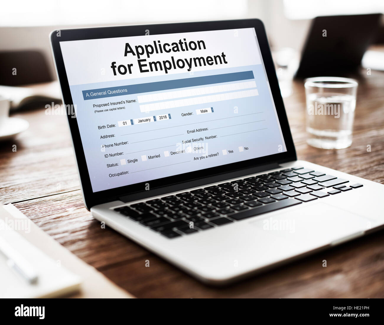 Application Form Employment Document Concept Stock Photo - Alamy