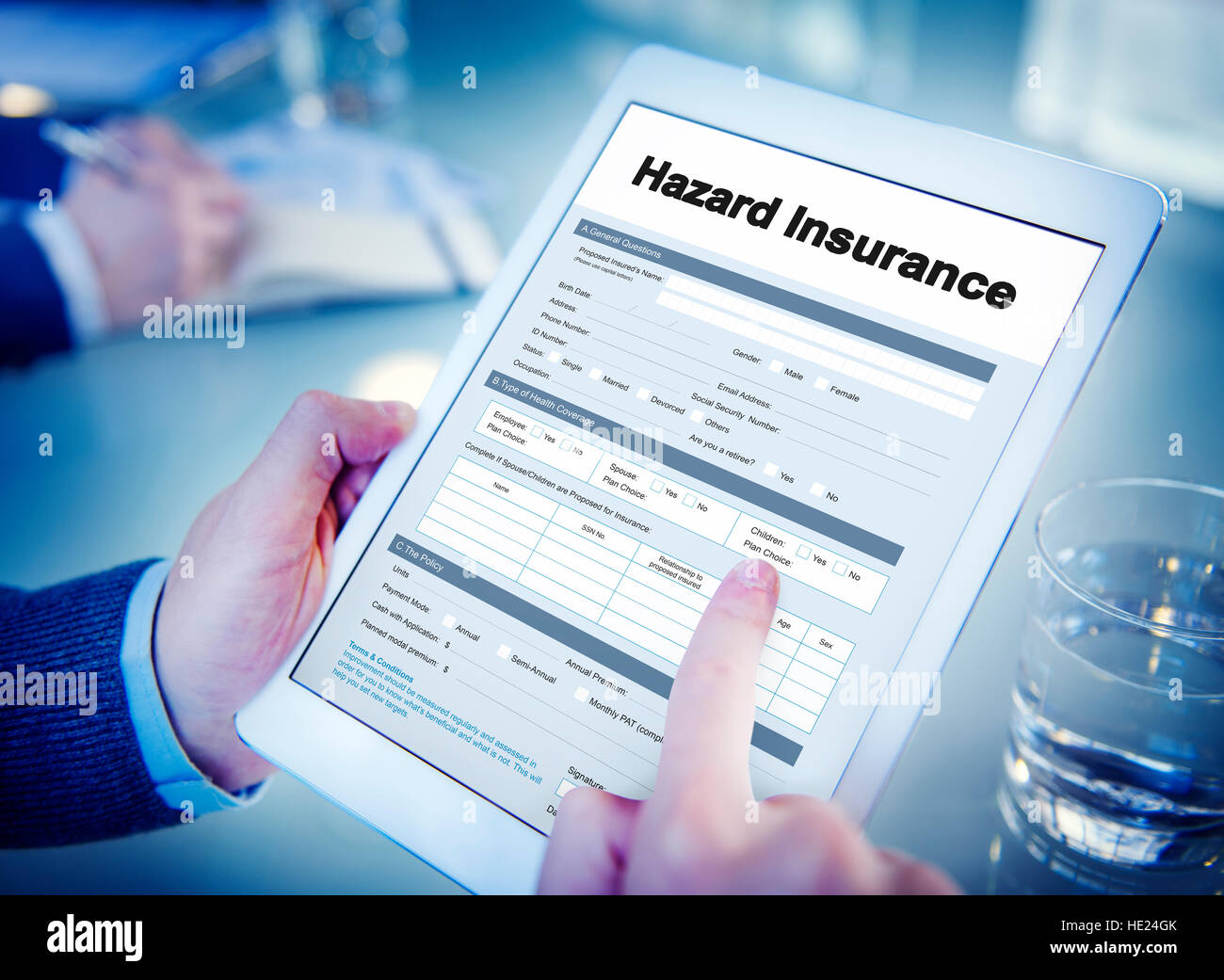 Hazard Insurance Form Compensation Claim Concept Stock Photo - Alamy
