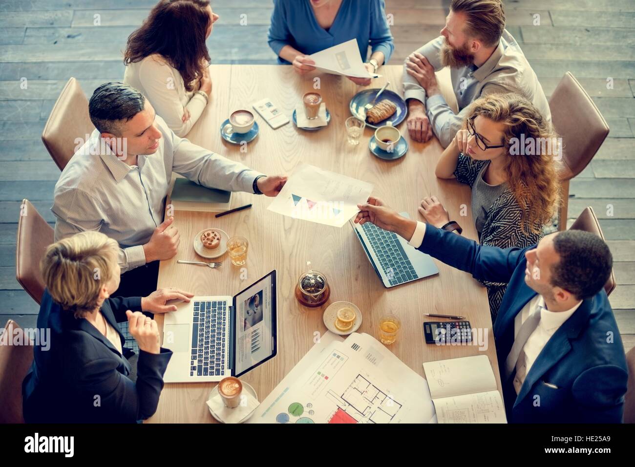 People Meeting Brainstorming Blueprint Design Concept Stock Photo - Alamy