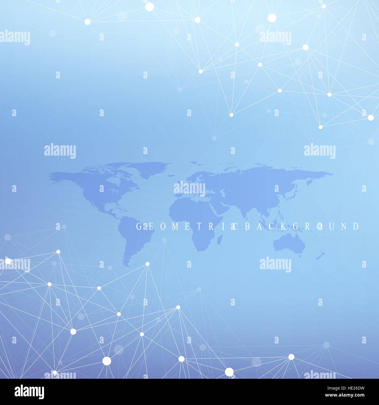 Geometric graphic background communication with World Map. Big data ...