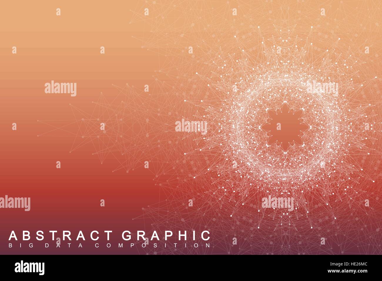 Geometric abstract background with connected line and dots. Big data ...