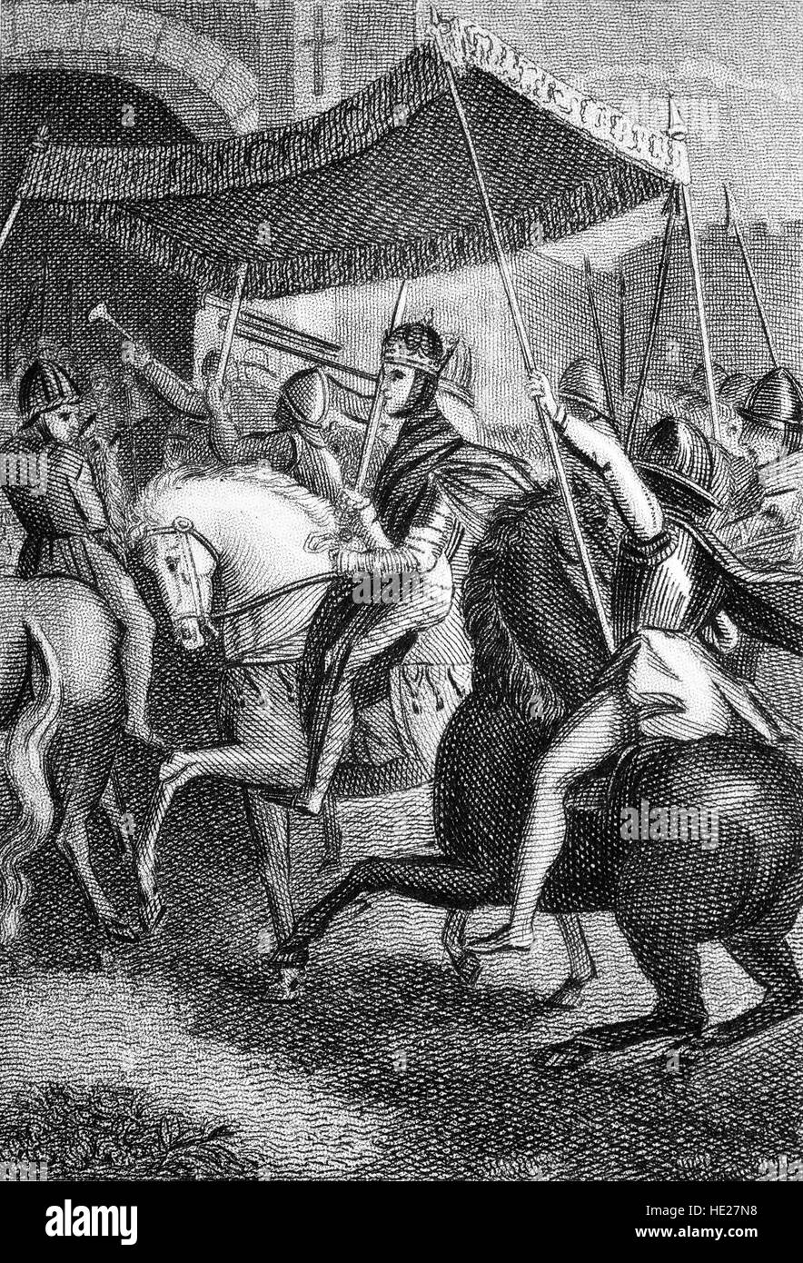 Richard I (1157 – 1199), aka Richard the Lionheart, entering London where he was crowned king in Westminster Abbey on 3 September 1189. Stock Photo