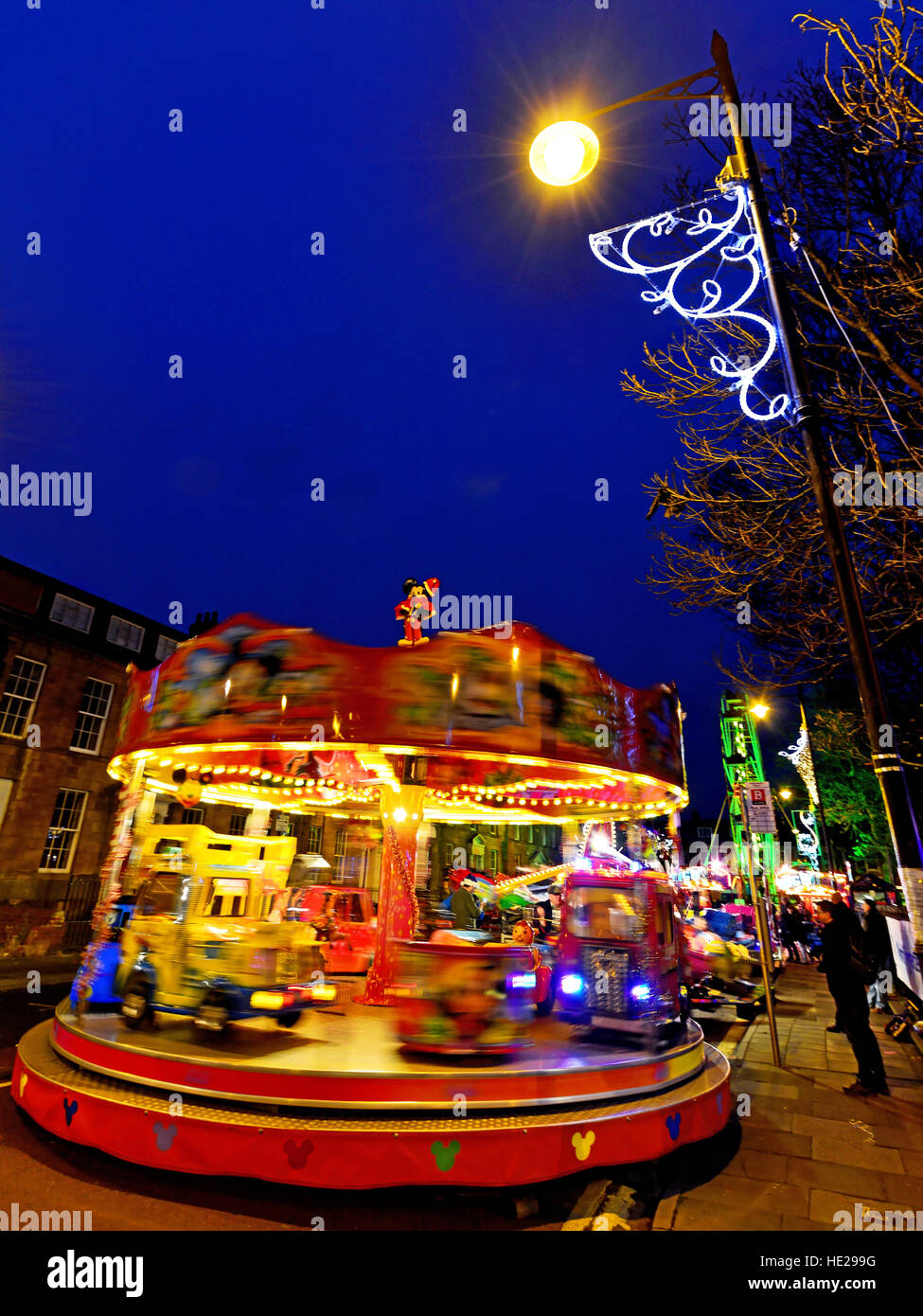 Childrens roundabout North Shields Xmas Fair Stock Photo Alamy
