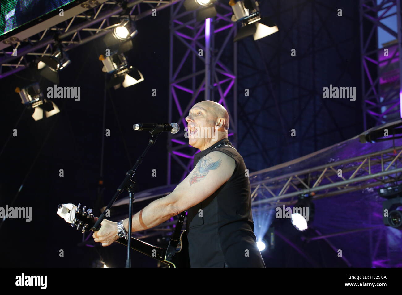 Band member of Right Said Fred, Fred Fairbrass, performs at Brandenburg