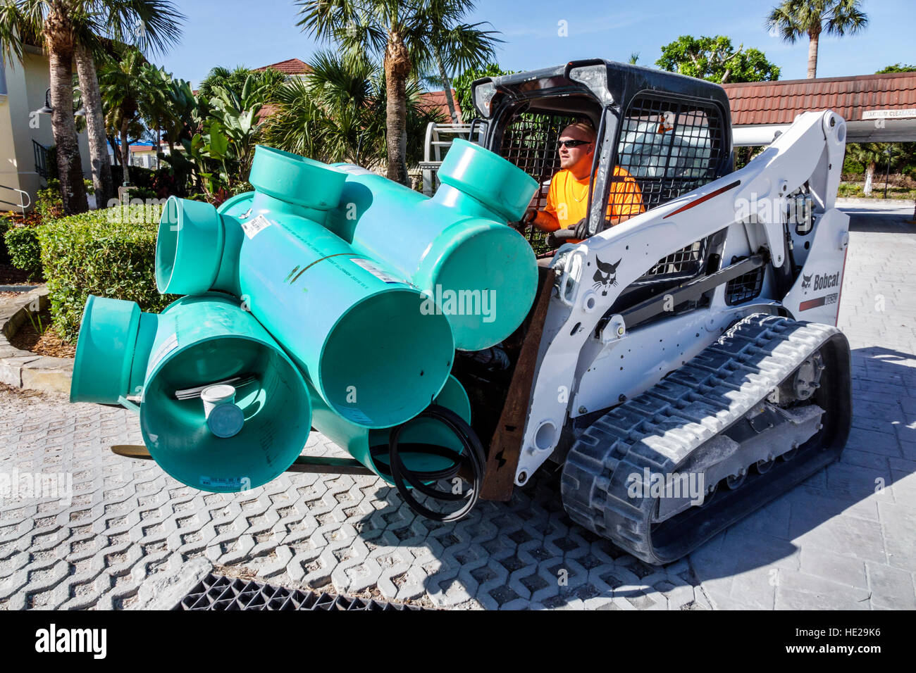 Florida,South,Sanibel Barrier Island,West Wind Inn,hotel hotels lodging inn motel motels,lodging,water pipes,new,under,construction,site,building,reno Stock Photo