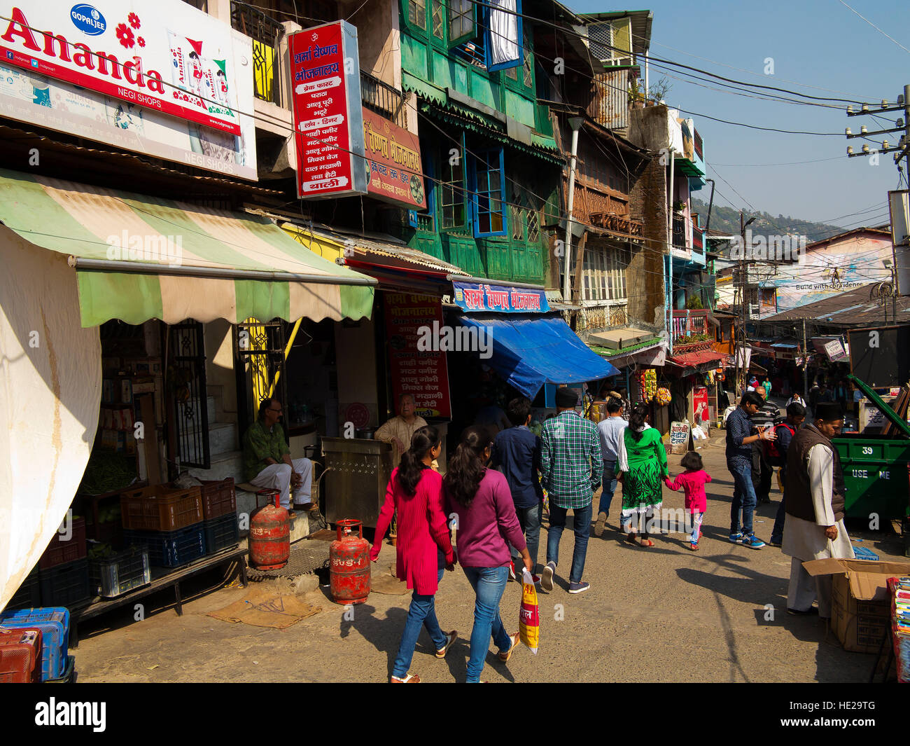Indian womans walking on Bara Bazaar at Naini Tal, Malital area, Uttarakhand, India Stock Photo